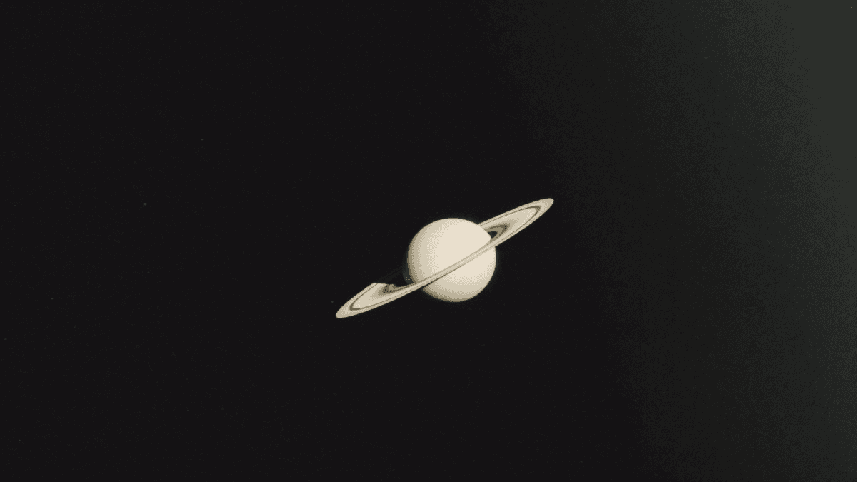 Saturn and its rings seen through a backyard telescope on a clear night