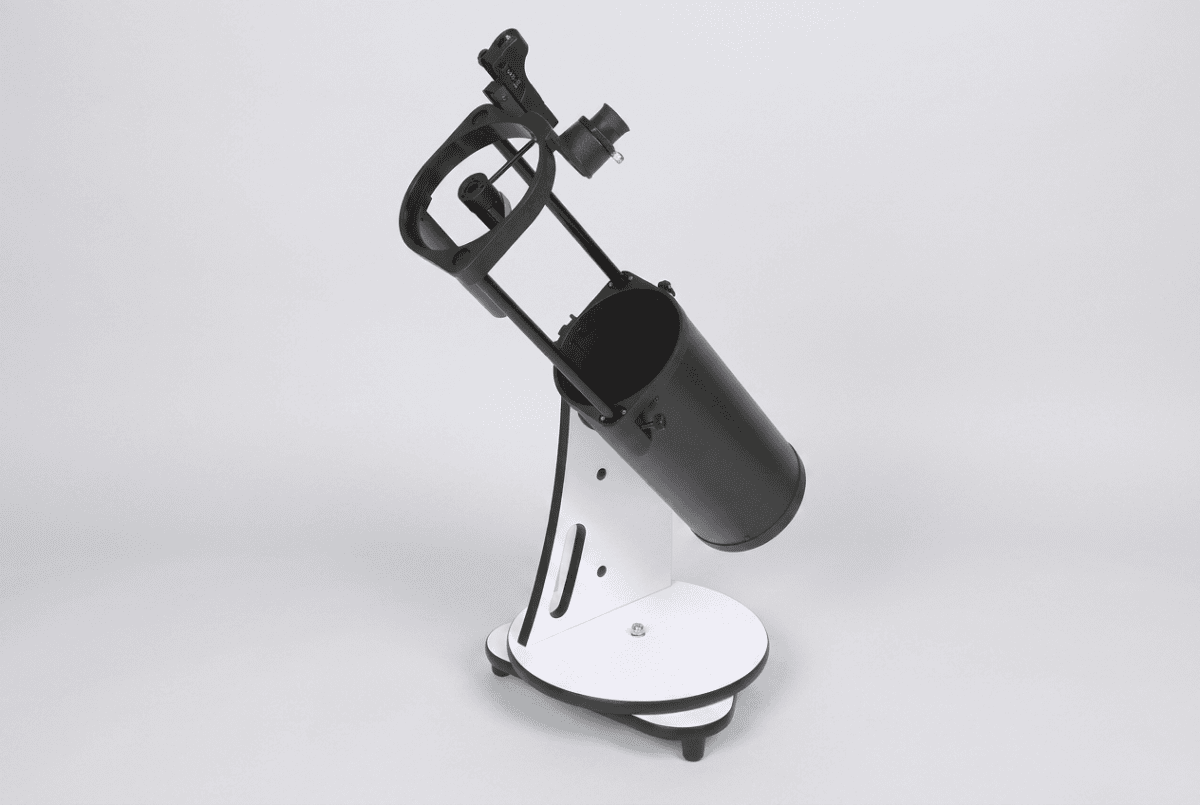 Sky-Watcher Heritage 130P tabletop Dobsonian telescope on its base